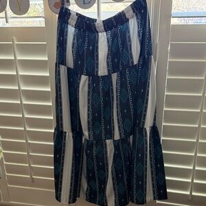 Lucky & Blessed Teal and White Striped Maxi Skirt